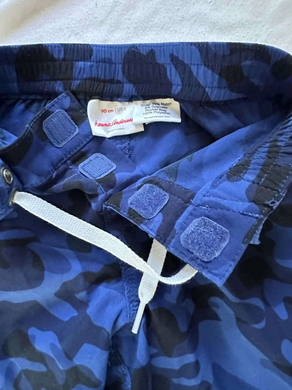 Hanna Andersson Boys Swim Trunks Size 3 Blue Camo Elastic Waist Board Shorts